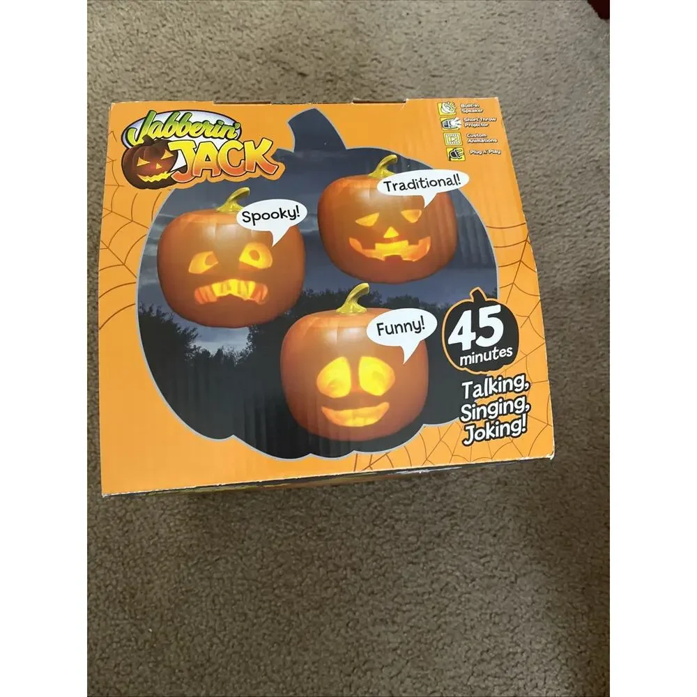 Jabberin Jack Talking Animated Pumpkin Head Halloween Decoration Jack-O-Lantern